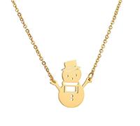 BESTonZON Collar Colgante de Muñeco de Nieve Navideño Dorado Superficie Lisa Joyería Ligera para Mujer Decoración Navideña Cuello Accesorio Festivo Adecuado para Navidad