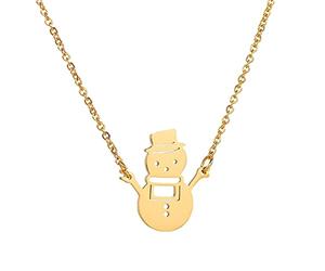 BESTonZON Collar Colgante de Muñeco de Nieve Navideño Dorado Superficie Lisa Joyería Ligera para Mujer Decoración Navideña Cuello Accesorio Festivo Adecuado para Navidad