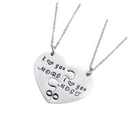 BESTonZON Collar Colgante en Forma de Corazón de Rompecabezas Cadena Cuello Ajustable Acero Inoxidable Obsequio para San Valentín y Ocasiones Obsequios