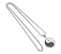 BESTonZON Collar de Acero Inoxidable para Hombre Diseno de Tai Chi Colgante de Ying Yang Amuleto de Feng Shui para Motociclista Cadena de Eslabones Moderna y Minimalista
