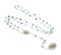 BESTonZON Collar de Cuentas de Rosario para Hombre y Mujer, Nuestra Señora de Guadalupe Verde, Collar Religioso Cruz, Cadena Estética de Joyería, Accesorio Compacto para Oración y Uso