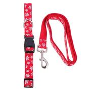BESTonZON Collar y Correa para Mascotas Navideños Ajustables Tamaño XL 25-70X120 CM Diseño de Copo de Nieve Rojo Juego de 2 Piezas para Perros Uso Diario y Caminatas al Aire Libre