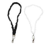 BESTonZON Cordones Elásticos para Identificación y Bolígrafos 2 Unidades Blanco y Negro Cordón Plano Anticaídas de Poliéster Soporte para Lápiz Táctil Adecuado para Oficinas Escuelas