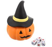 BESTonZON Cubilete de Calabaza de Halloween con 6 Dados para Bar y Ktv | ABS y Vinilo, Superficie Lisa y Agarre Cómodo, Incluye Sombrero de Bruja, Color Naranja