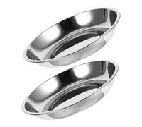 BESTonZON Cuenco para Perros y Gatos de Acero Inoxidable, Tazón Poco Profundo y Ancho, Paquete 2 Piezas, Fácil de Limpiar, para Uso Interior de Mascotas Pequeñas y Cachorros