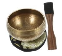 BESTonZON Cuenco Tibetano de Meditación para Yoga Cuenco de Golpeteo Manual Color Amarillo para Sesiones de Meditación y Yoga Casa