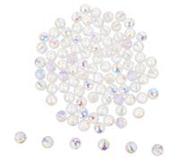 BESTonZON Cuentas de Cristal Facetado Transparente Ab 8×7 MM 100 Piezas para Pulseras y Collares DIY Cuentas de Vidrio Redondas para Joyería Manualidades Espaciadoras Sueltas para