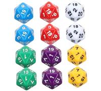 BESTonZON Dados De 20 Caras Acrílicos 12 Piezas Multicolor para Aula y Juegos De Mesa, Dados Poliédricos Educativos Resistentes y Fáciles De Leer para Fiestas y Matemáticas