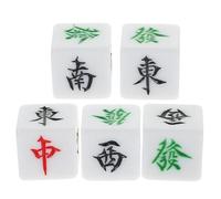 BESTonZON Dados de Mahjong Acrílicos de 22 MM Juego de 5 Piezas Dirección del Viento Este Sur Oeste y Símbolos Centrales Accesorios Portátiles para Juegos de Mesa y Fiestas