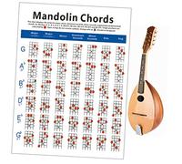 BESTonZON De Acordes De Mandolina Grande Guía De Práctica y Ejercicios Para Principiantes Tabla De Acordes De Papel De Cobre De Mandolina Portátil y Ligera