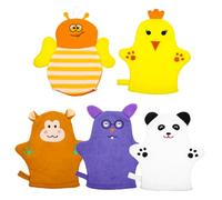 BESTonZON De Baño Para Ñiño y Niños, De Lavado Reutilizable De Algodón Suave, Exfoliante Delicado Diseño De Fruta Colorida, Pack De 5 Unidades Para Hora De Baño Divertida y Cuidadosa