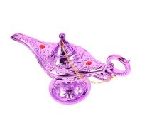 BESTonZON Decoración de Mesa Lámpara Aladino Vintage Tallada Adorno de Escritorio Decorativo para Salón y Fiestas Figura Retro de Genio Color Púrpura con Detallado