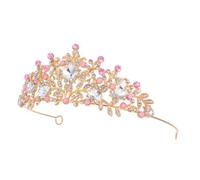 BESTonZON Diadema Princesa Infantil Rosa con Cristales Accesorio para Cumpleaños Fiestas de Cuentos y Escolares