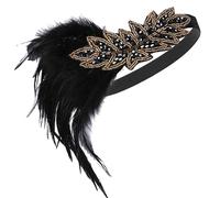 BESTonZON Diadema Retro de Plumas Estilo Flapper Años 20 para Mujer, Color Azul Marino, Material Poliéster y Cristal, No se Cae Fácilmente, Adecuado para Fiestas y Bodas