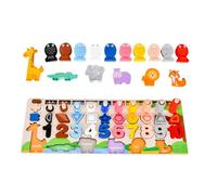 BESTonZON Educativo de Madera para Figuras de Animales Rompecabezas de Encaje para Desarrollo Temprano y Reconocimiento de Colores para Interactivo Familiar