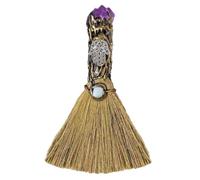 BESTonZON Escoba de Bruja Pequeña de Cuarzo Natural para Cosplay y Fiestas de Baile, Fácil de Instalar y Decoración de Halloween Que Mejora el Ambiente