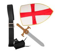 BESTonZON Escudo de Caballero Cruzado Espada Pirata de Utilería y Cinturón Vikingo Ajustable Adecuado para Halloween Ferias Renacentistas y Juegos de rol Adultos