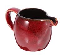 BESTonZON Jarra de Cerámica con Asa y Boquilla Vertedora, Dispensador de Jarabe Multifuncional para Crema de Leche y Café, Color Rojo Escamado, Adecuado para Uso Hogar y Cafeterías, 1