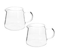 BESTonZON Jarra de leche de cristal, jarra de leche, 120 ml, vaso de leche, bebidas, cuenco para salsas con asa, 2 unidades, transparente, servicio de café, té de tarde, fiesta, banquete