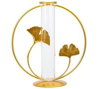 BESTonZON Jarrón De Tubo De Ensayo Jarrón Decorativo De Tubo De Ensayo Jarrón De Vidrio para Plantación Hidropónica Jarrón De Flores Hidropónicas De Metal Dorado