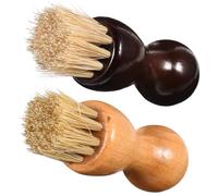 BESTonZON Juego de 2 Cepillos Aplicadores para Limpiar y Lustrar Zapatos de Cuero Mini Tamaño Ovalado Cerdas Suaves Protectoras Colores Madera Natural y Madera Oscura Adecuado para