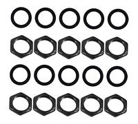 BESTonZON Juego de 20 Piezas de Tuercas y Arandelas Negras para Guitarra Eléctrica M9, de Metal Resistente y Alto Brillo, Antióxido, Adecuado para Uso en Casa o Tienda