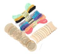 BESTonZON Juego de 31 Fichas de Madera para Punto de Cruz DIY Colgantes Redondos de Madera Natural Material Artesanal sin Rebabas para Manualidades y Decoración Hecha a Mano