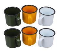 BESTonZON Juego de 6 tazas de esmalte, tazas de café, tazas de café con asa para exterior/camping y regalo (color aleatorio)
