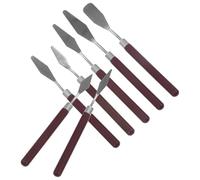 BESTonZON Juego de 7 Espátulas Metálicas para Pintura al Óleo Mango de Madera Roja Herramientas para Mezclar Colores y Materiales de Arte Ideales para Lienzo y Técnicas de Acuarela y