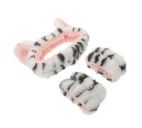 BESTonZON Juego de Diademas Cuidado Facial Diseño Elástico y, 1 Diadema Orejas de Gato 2 Pulseras Absorbentes para Maquillaje y Spa, Adecuado para Limpieza y Cuidado Piel