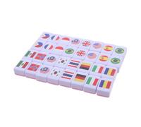 BESTonZON Juego De Mesa Mahjong con 64 Banderas Nacionales Juego De Aprendizaje De Geografía