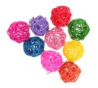 BESTonZON Juguetes de Pelota de Ratán para Loros Desarrollo de Habilidades de Masticación, Coloridos, Artesanales y Duraderos, Esféricas de Mimbre de 3 Cm para Decoración y Color Aleatorio