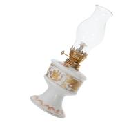 BESTonZON Lámpara de Aceite y Fuente de Luz Continua con Diseño de Dragón de Cerámica y Vidrio Vintage Iluminación Brillante para Camping y Actividades al Aire Libre