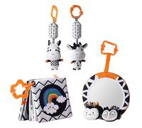 BESTonZON Libro de Tela Educativo Lavable Blanco y Negro Sonido Juego de Libros Sensoriales para Primera Infancia Estimulación Visual y Desarrollo del Lenguaje Set de Aprendizaje