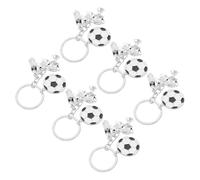 BESTonZON Llaveros de Fútbol 6 Piezas para Fans Trofeo, Balón, Bota y Camiseta, Llavero Deportivo Compacto para Mochilas y Bolsos, Accesorios para Aficionados y Regalos Deportivos