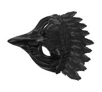BESTonZON Máscara de Cuervo Negra para Adultos Media Cara de Plumas Naturales Disfraz de Halloween y Fiesta Temática Accesorio Ligero y Transpirable para Mascarada y Cosplay