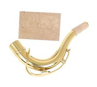 BESTonZON Mástil Curvo para Reemplazo para Saxofón Tenor de Latón Dorado con Superficie Lisa y Lámina de Corcho, Accesorio Durable en Músicos Saxofonistas