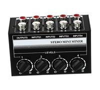 BESTonZON mezclador de audio Mezclador de 4 canales 4- batidora mezclador pasivo mini mezclador estéreo fones telefonillo inteligente mezclador de sonido mezclador audio planchar Black