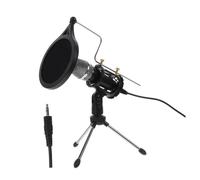 BESTonZON Micrófono de Condensador para Computadora Negro X-1s con Soporte de Mesa, Antiviento y Kit Completo para Grabación y Transmisión en Directo