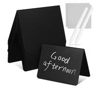 BESTonZON Mini Pizarras de Notas de Cocina 20 Unidades 100X75 MM Negras Mate Doble Cara con 2 Rotuladores Blancos y 2 Paños de Limpieza Reutilizables para Buffet y Etiquetas de Alimentos