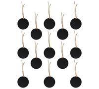 BESTonZON Mini Pizarras Negras Redondas Colgantes 20 Piezas Etiquetas de Pizarra Borrables de Doble Cara en Madera para Bufés Fiestas y Tarjetas de Mesa Reutilizables y Fáciles de