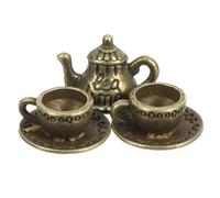 BESTonZON Mini Tetera de Metal Miniatura con Taza Decorativo para Casa de Muñecas Zinc Resistente y Compacto para Accesorios de Cocina y Coleccionismo