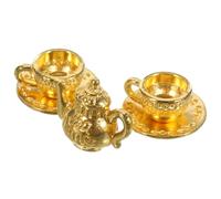BESTonZON Mini Tetera y Taza Retro de Metal Decorativa para Escritorio Aleación de Zinc para Hogar y Oficina Resistente y Multifuncional