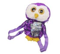 BESTonZON Mochila De Búho Con Lentejuelas Morada y Plateada, Mochila Escolar Pequeña Para Niña, Liviana Correas Ajustables, Adecuado Para Escuela y Excursiones Diarias