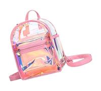 BESTonZON Mochila Iridiscente Pequeña para Mujer Mochila Transparente de Plástico Multifuncional Rosa Escolar Viaje para Chicas Adolescentes