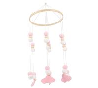 BESTonZON Móvil De Estrella y Elefante Con Cuentas De Madera Móvil Para Cuna Con Pompones Decoración Colgante Para Guardería Juguete Para Dormitorio