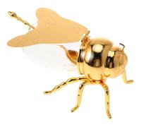 BESTonZON Olla de miel de abeja creativa de metal con tapa abatible, elegante recipiente de sal para cocina y decoración de mesa, salero de alta calidad con cucharón, idea de regalo para fiestas de