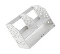 BESTonZON Organizador de Escritorio de Madera Calada Estantería de Mesa Multifuncional para Libros y Cosméticos Estante Expositor Compacto para Oficina y Hogar