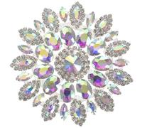 BESTonZON Parche Termoadhesivo para Ropa Cristales Ab Multicolor Base Plateada 1 Unidad Parche Decorativo DIY para Prendas Broche de Costura y Accesorios de Manualidades