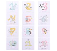 BESTonZON Pegatina del Primer Mes de Vida para Ñiño Set de Pegatinas Mensuales Diseño de Animales Material Seguro y Duradero Adecuado para Registrar del Desarrollo Durante el Primer Año